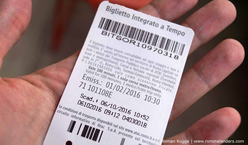 Metro Bus Ticket Rom entwertet